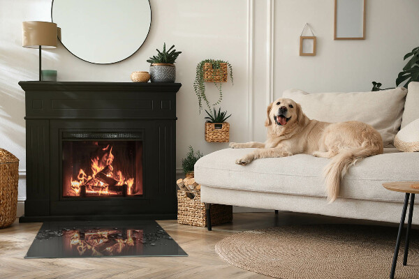 Rechteckige Glasplatte für Kaminofen Abstrakte Wolkenformen in Festkörpern