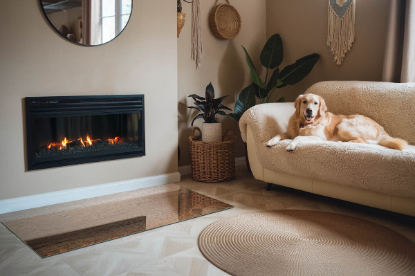 Rechteckige Funkenschutzplatte Glas Holzinspiriertes Muster