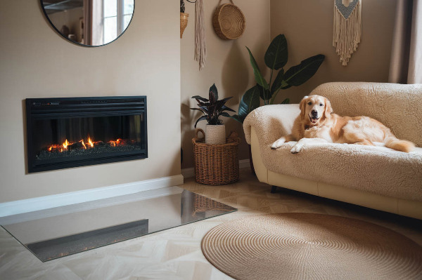 Rechteckige Glasplatte für Kaminofen Betonkonstruktion mit Wirkung