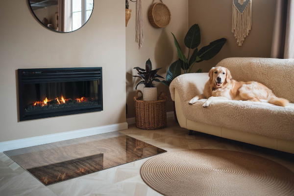 Rechteckige Glasbodenplatte für Ofen Kiefernholzmuster