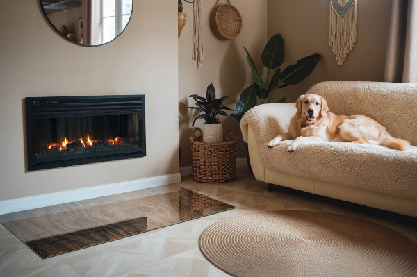 Rechteckige Glasbodenplatte für Ofen Kiefernholzmuster