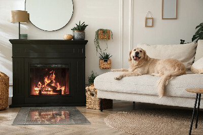 Rechteckige Glasplatte für Kaminofen Lochstahlmotiv