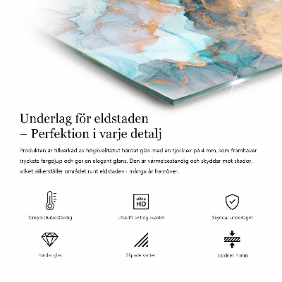 Rechteckige Funkenschutzplatte Glas Marmorstruktur in elegantem Stil