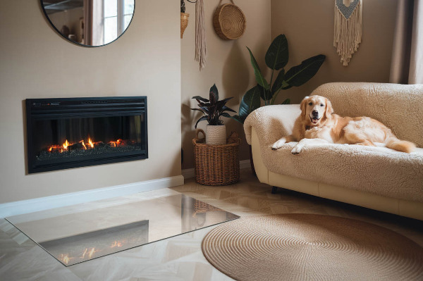 Rechteckige Glasplatte für Kaminofen Organisches Marmormotiv