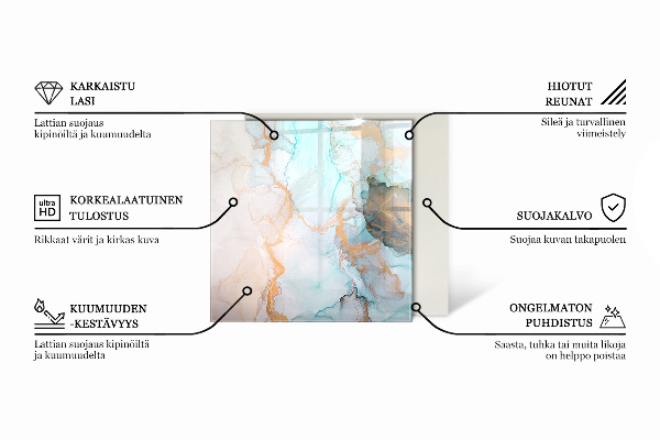 Rechteckige Funkenschutzplatte Glas Steinmuster inspiriert von der Natur