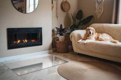 Rechteckige Glasplatte für Kaminofen Marmormotiv mit feinen Adern