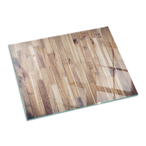 Rechteckige Funkenschutzplatte Glas Holzmuster in geometrischer Anordnung