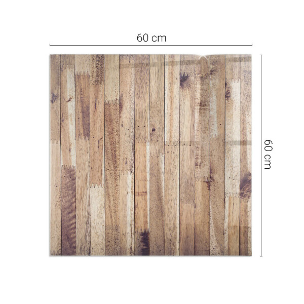 Rechteckige Funkenschutzplatte Glas Holzmuster in geometrischer Anordnung