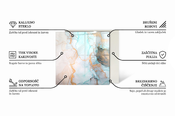Rechteckige Funkenschutzplatte Glas Holzmuster in geometrischer Anordnung