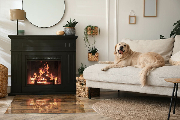 Rechteckige Glasbodenplatte für Ofen Natürliche Holzmaserung