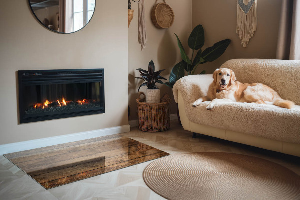 Rechteckige Glasbodenplatte für Ofen Natürliche Holzmaserung