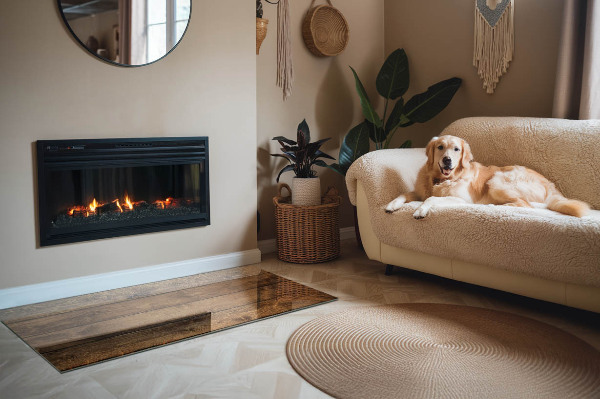 Rechteckige Glasbodenplatte für Ofen Natürliche Holzmaserung