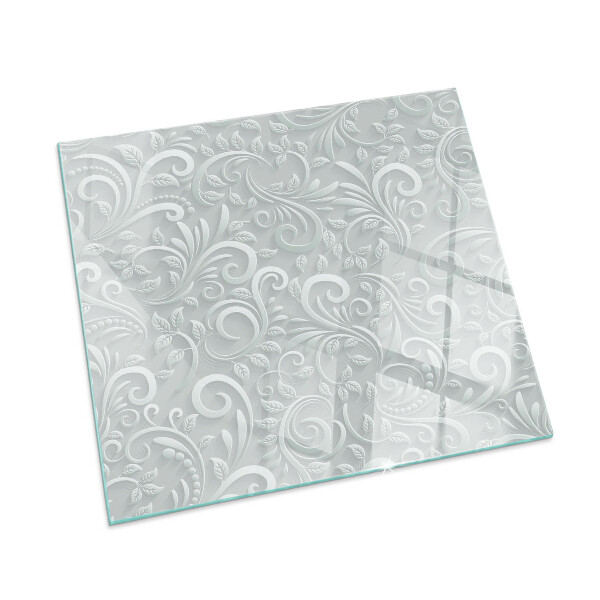 Rechteckige Glasplatte für Kaminofen Stilvolles Pflanzenmotiv