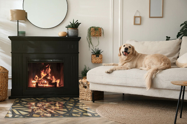 Rechteckige Funkenschutzplatte Glas Moderne Formen mit Holzakzenten