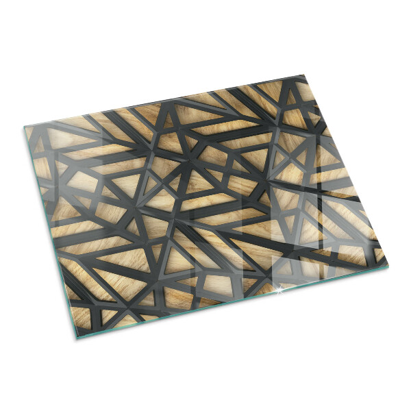 Rechteckige Funkenschutzplatte Glas Moderne Formen mit Holzakzenten