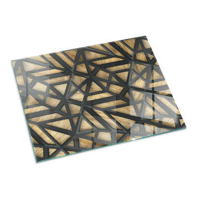 Rechteckige Funkenschutzplatte Glas Moderne Formen mit Holzakzenten