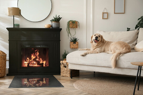 Rechteckige Funkenschutzplatte Glas Steinstrukturmuster