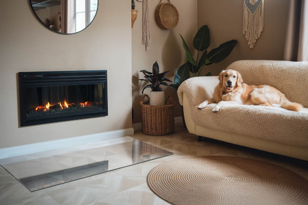 Rechteckige Glasplatte für Kaminofen Geometrische Abstraktion in Formen