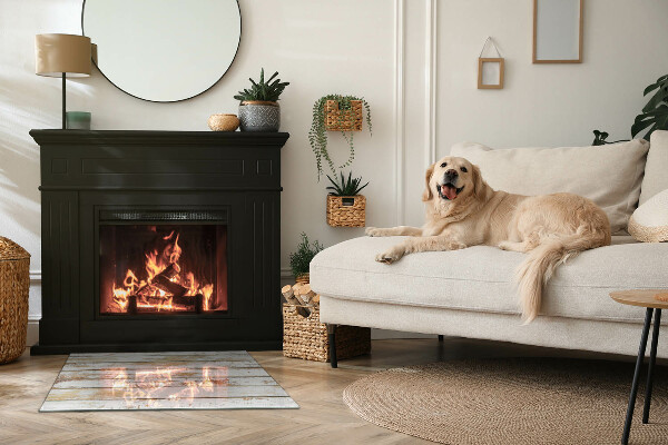 Rechteckige Glasbodenplatte für Ofen Rostiges Holzbrett