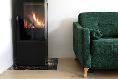 Rechteckige Glasplatte für Kaminofen Blumenmotiv mit Schmetterlingen