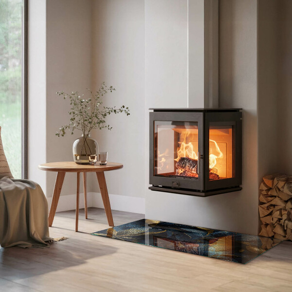 Rechteckige Glasplatte für Kaminofen Stilvolle Blätter in der Struktur