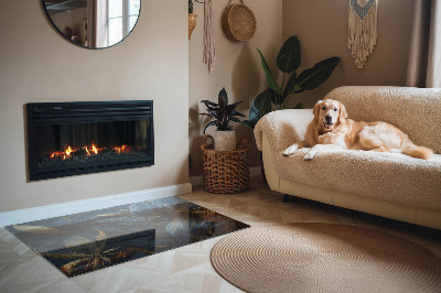 Rechteckige Glasplatte für Kaminofen Stilvolle Blätter in der Struktur