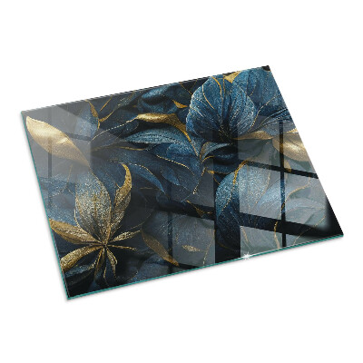 Rechteckige Glasplatte für Kaminofen Stilvolle Blätter in der Struktur