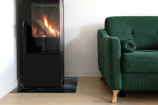 Rechteckige Glasplatte für Kaminofen Stilvolle Blätter in der Struktur