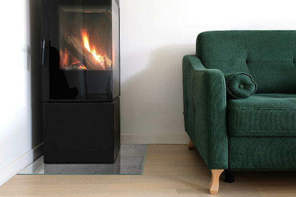 Rechteckige Glasplatte für Kaminofen Sichtbeton im minimalistischen Stil