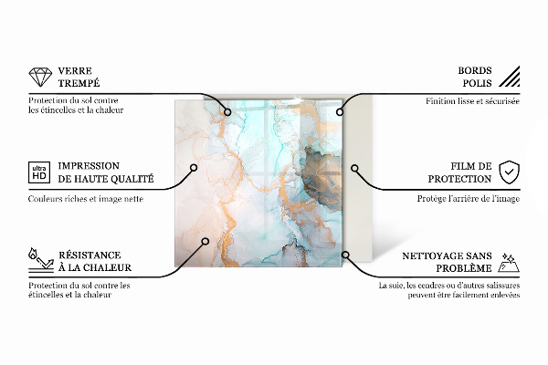 Rechteckige Funkenschutzplatte Glas Marmoradern in elegantem Stil
