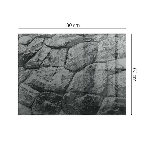 Rechteckige Glasplatte für Kaminofen Steinoptik in natürlicher Ausführung