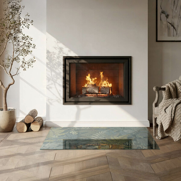 Rechteckige Funkenschutzplatte Glas Pflanzenmuster mit Schmetterlingen