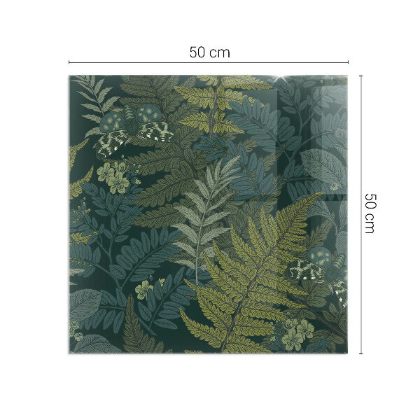 Rechteckige Funkenschutzplatte Glas Pflanzenmuster mit Schmetterlingen