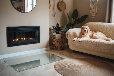 Rechteckige Glasbodenplatte für Ofen Marmormotiv in dezenten Farbtönen