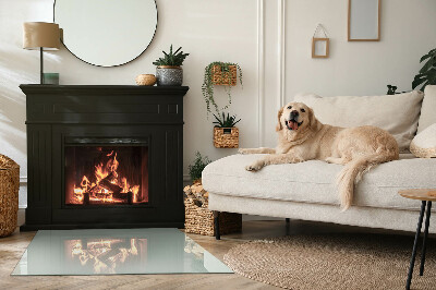 Rechteckige Glasplatte für Kaminofen Farbe Hellgrün