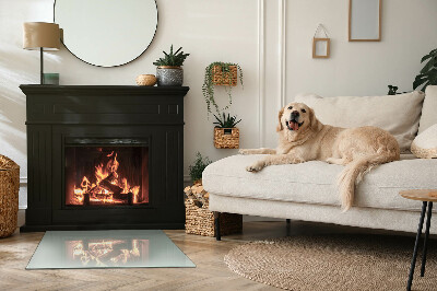 Rechteckige Glasplatte für Kaminofen Farbe Hellgrün