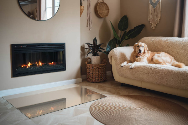 Rechteckige Funkenschutzplatte Glas Farbe Beige