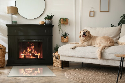 Rechteckige Glasplatte für Kaminofen Farbe Beige