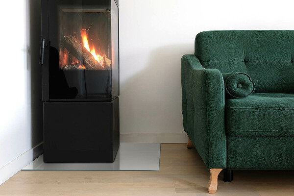 Rechteckige Funkenschutzplatte Glas Elfenbeinfarbe