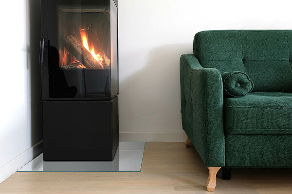 Rechteckige Glasplatte für Kaminofen Farbe Weiß