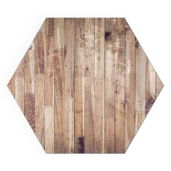 Sechseckige Funkenschutzplatte aus Glas Holzmuster in geometrischer Anordnung
