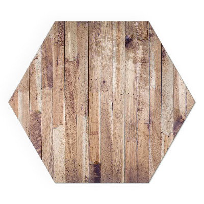 Sechseckige Funkenschutzplatte aus Glas Holzmuster in geometrischer Anordnung