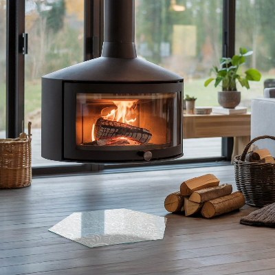 Sechseckige Glasplatte für Kamin Stilvolles Pflanzenmotiv