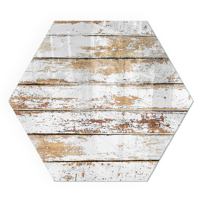 Sechseckige Glasplatte für Öfen Rostiges Holzbrett