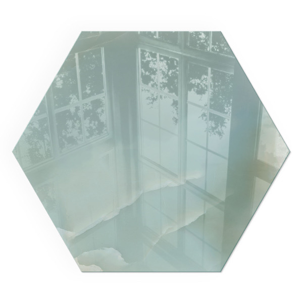 Sechseckige Glasplatte für Öfen Marmormotiv in dezenten Farbtönen