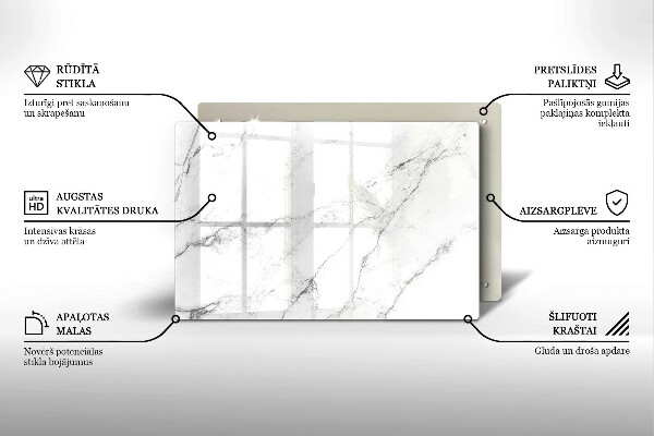 Glasunterlage für Grabkerzen Elegante Marmorstruktur