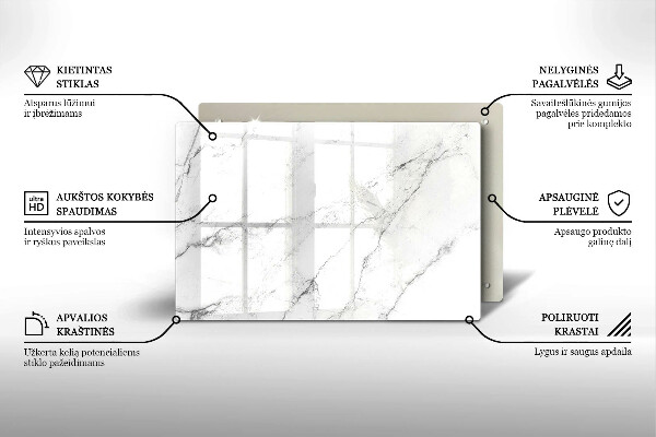Glasunterlage für Grabkerzen Elegante Marmorstruktur