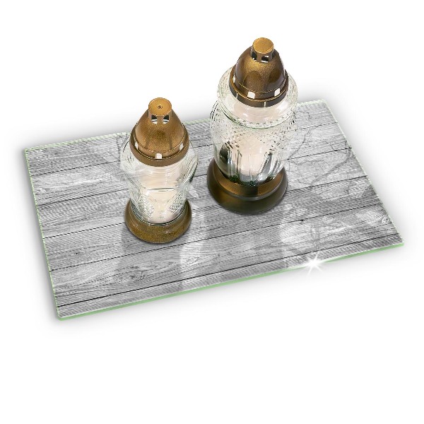 Glasunterlage für Grabkerzen Alte Holzbretter