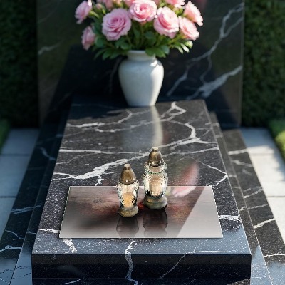 Grabkerze Untersetzer Dunkles Holzbrett