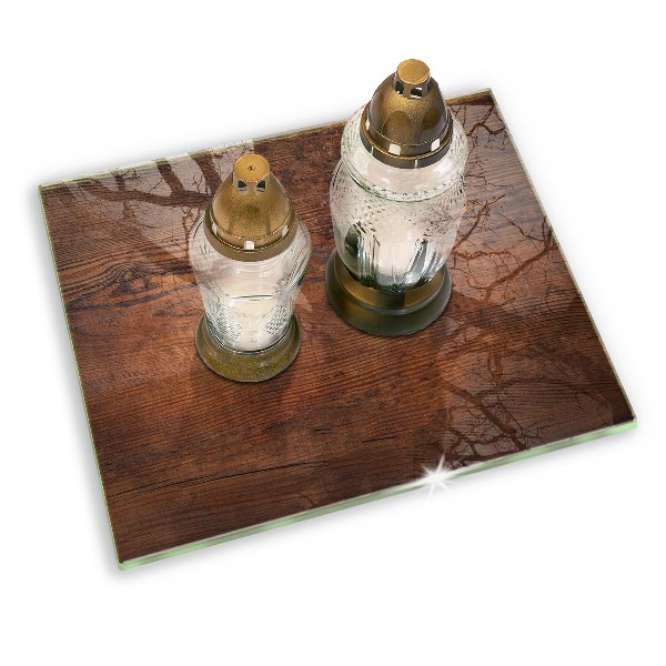 Grabkerze Untersetzer Dunkles Holzbrett